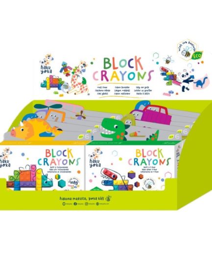 Crayones Block Haku Yoka 10 Pz en 8 Diseños con Exhibidor