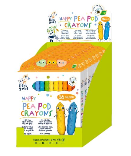 Crayones Happy Pea Pod Haku Yoka x 36 con Exhibidor