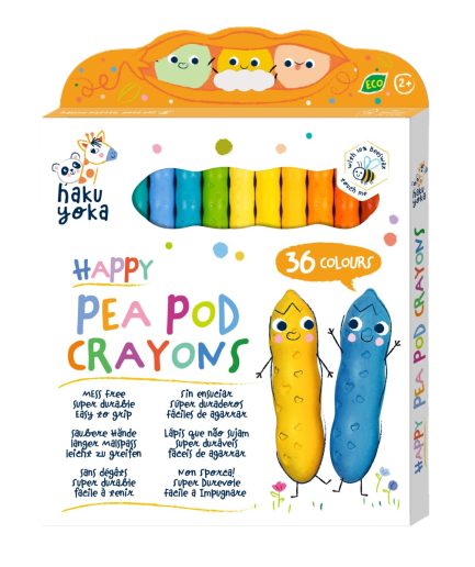Crayones Happy Pea Pod Haku Yoka x 36 con Exhibidor