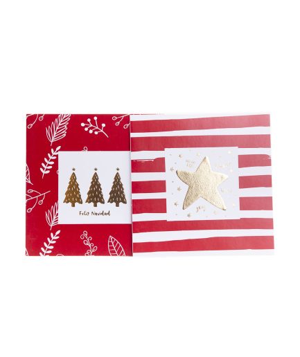 Tarjetas Stamping Rayas y Hojas Rojas - PACK x 12