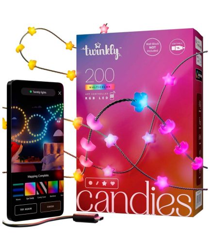 200 Luces LED Decorativas Inteligentes Candies Stars RGB USBC Twinkly
