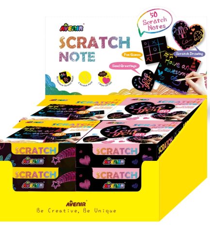 Scratch Note Block 12 Pz en 2 Diseños con Exhibidor Avenir