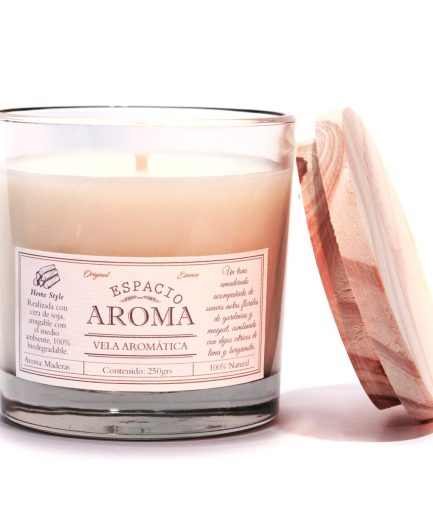 Vela de Soja Aromática 250 g Línea Clásica Maderas Espacio Aroma