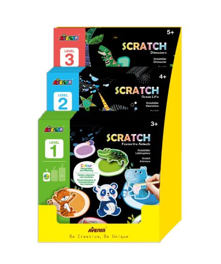 Scratch de Aprendizaje Divertido 21 Pz en 3 Diseños con Exhibidor Avenir