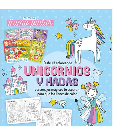 Libro colorear infantil UNICORNIOS Y HADAS